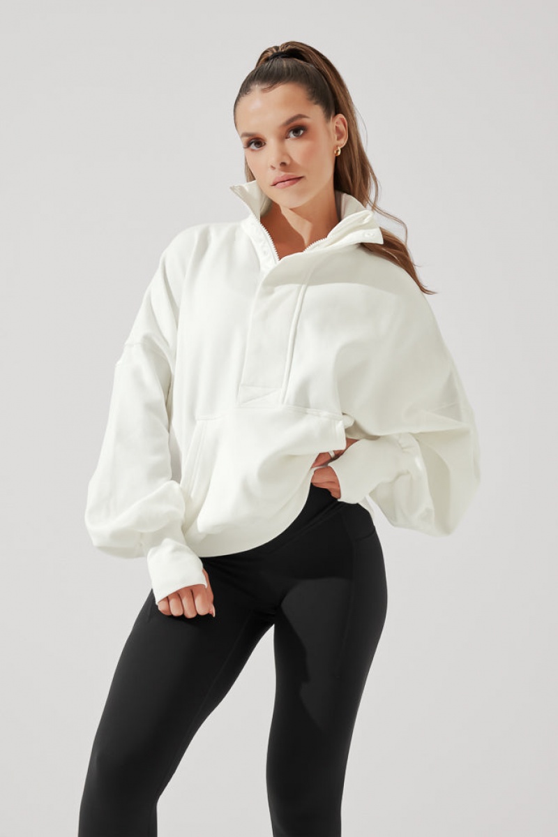 POPFLEX Ooey Gooey Half Zip Svetrové Almond Milk | BDLC21637
