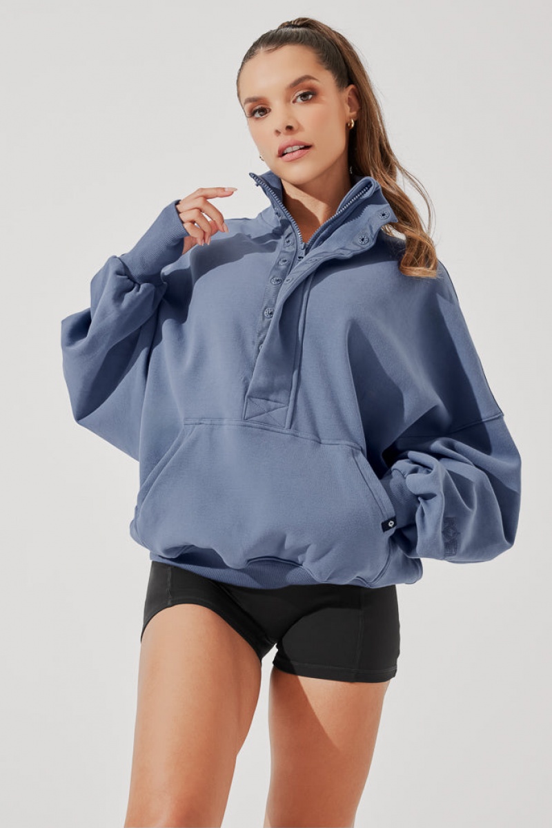 POPFLEX Ooey Gooey Half Zip Svetrové Blankyt | QZTG82561