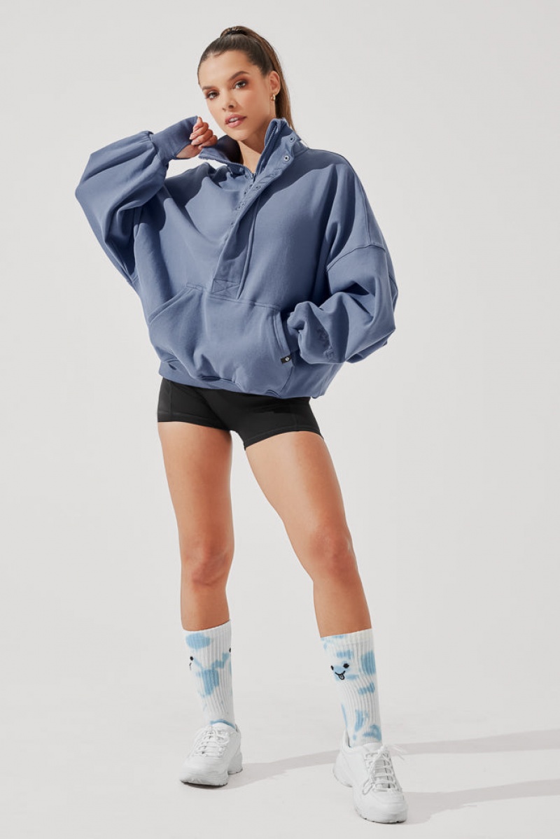 POPFLEX Ooey Gooey Half Zip Svetrové Blankyt | QZTG82561