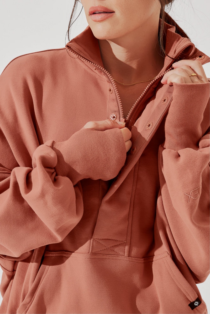 POPFLEX Ooey Gooey Half Zip Svetrové Canyon Clay | XCQO90342
