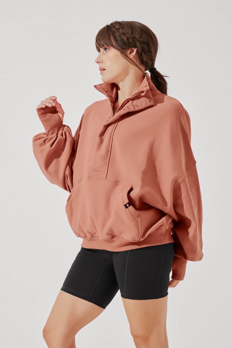 POPFLEX Ooey Gooey Half Zip Svetrové Canyon Clay | XCQO90342