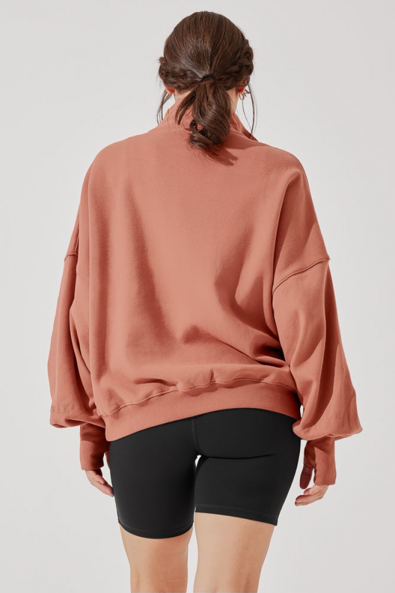 POPFLEX Ooey Gooey Half Zip Svetrové Canyon Clay | XCQO90342