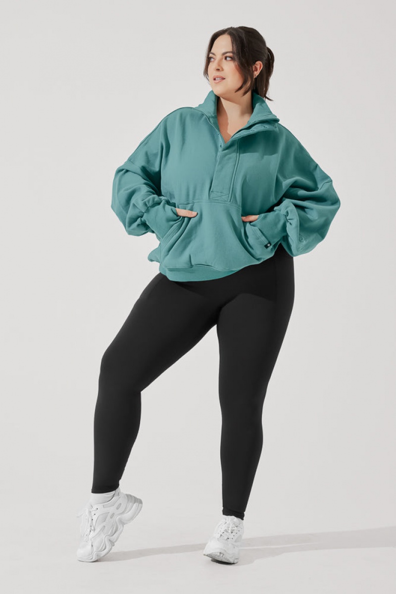 POPFLEX Ooey Gooey Half Zip Svetrové Tyrkysové | EBKA73524