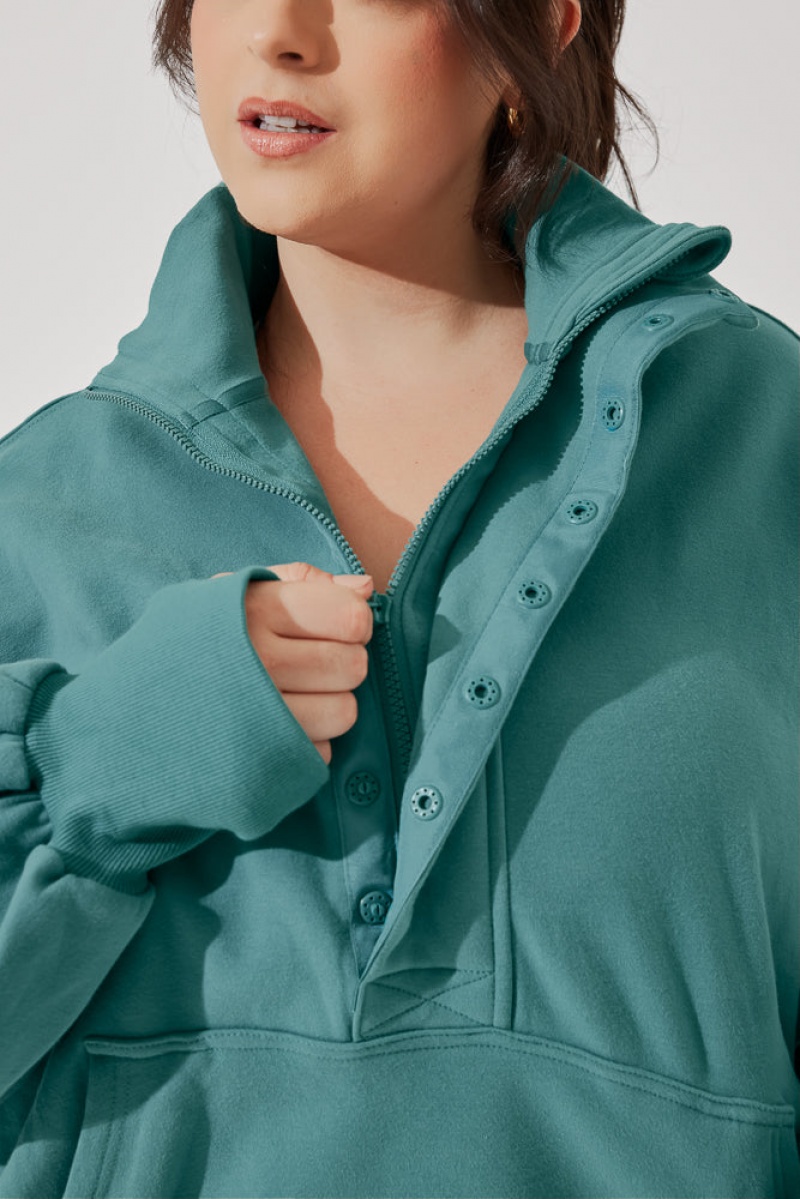 POPFLEX Ooey Gooey Half Zip Svetrové Tyrkysové | EBKA73524