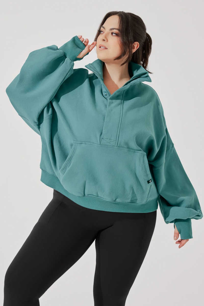 POPFLEX Ooey Gooey Half Zip Svetrové Tyrkysové | EBKA73524