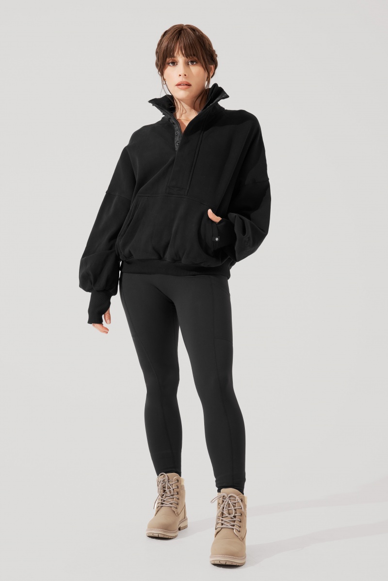 POPFLEX Ooey Gooey Half Zip Svetrové Černé | ECMI48690