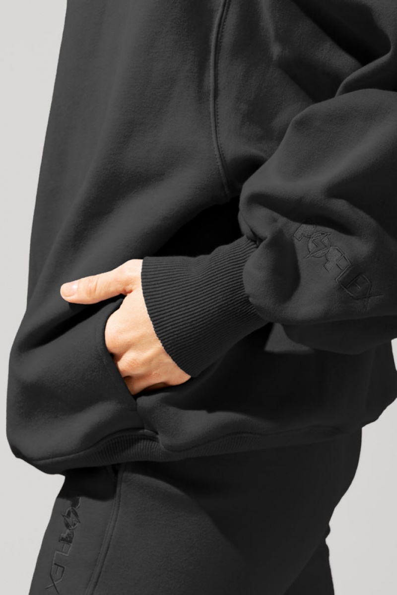 POPFLEX Ooey Gooey Mockneck Sweatshirt with Pockets Černé | OXHS36152