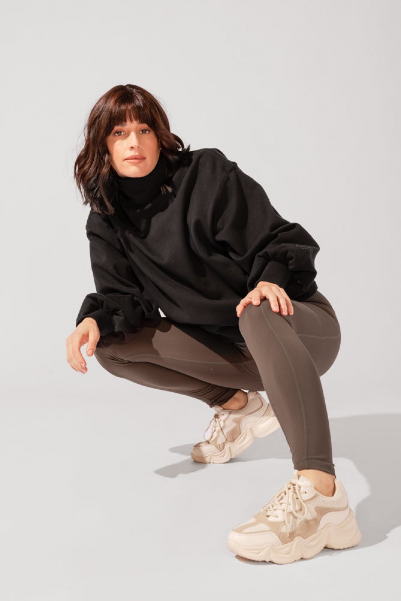 POPFLEX Ooey Gooey Mockneck Sweatshirt with Pockets Černé | OXHS36152