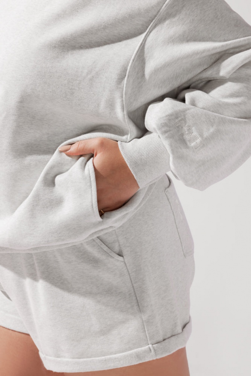 POPFLEX Ooey Gooey Mockneck Sweatshirt with Pockets Světle Šedé | PFMI75216