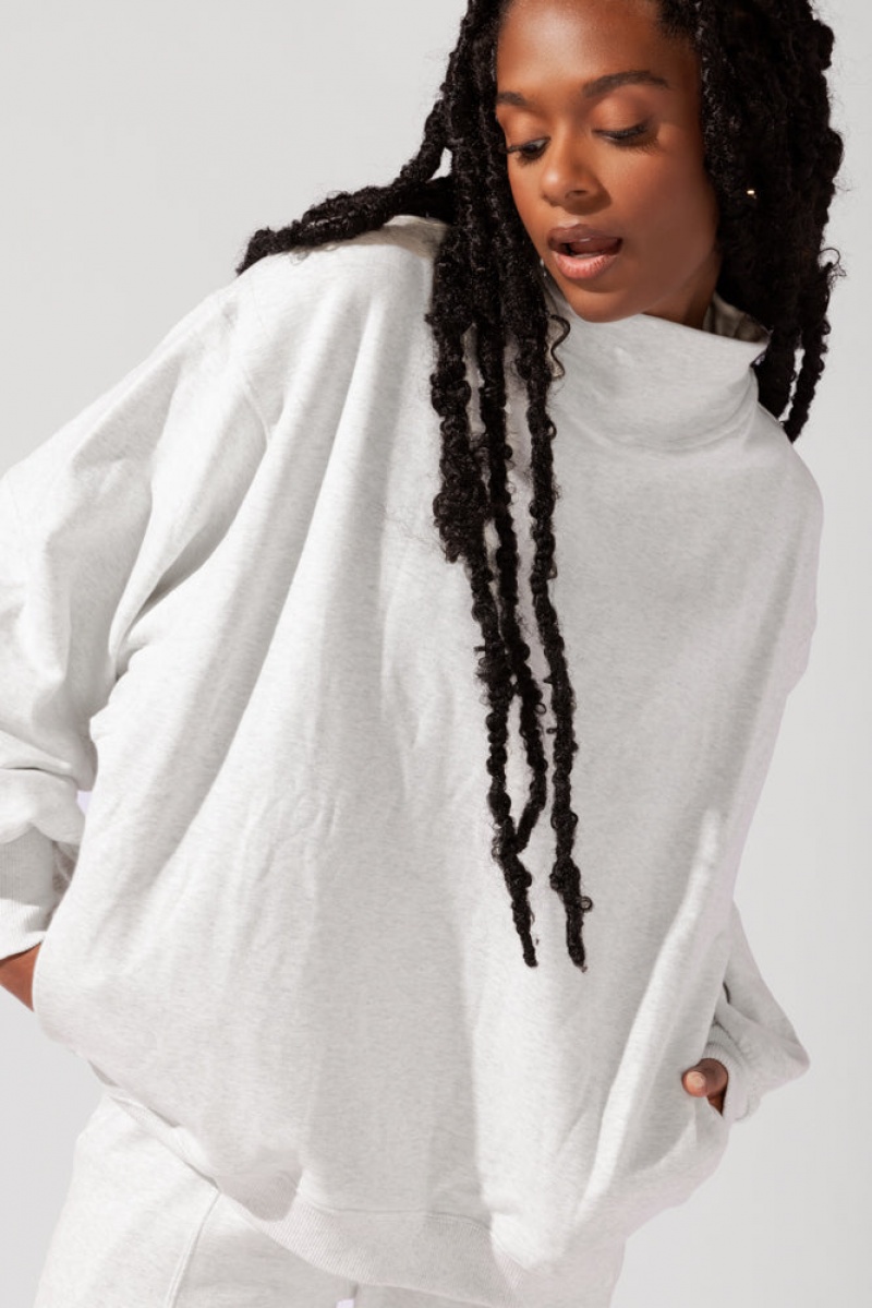 POPFLEX Ooey Gooey Mockneck Sweatshirt with Pockets Světle Šedé | PFMI75216