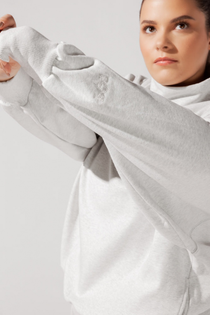 POPFLEX Ooey Gooey Mockneck Sweatshirt with Pockets Světle Šedé | PFMI75216