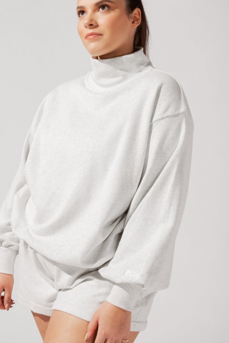 POPFLEX Ooey Gooey Mockneck Sweatshirt with Pockets Světle Šedé | PFMI75216