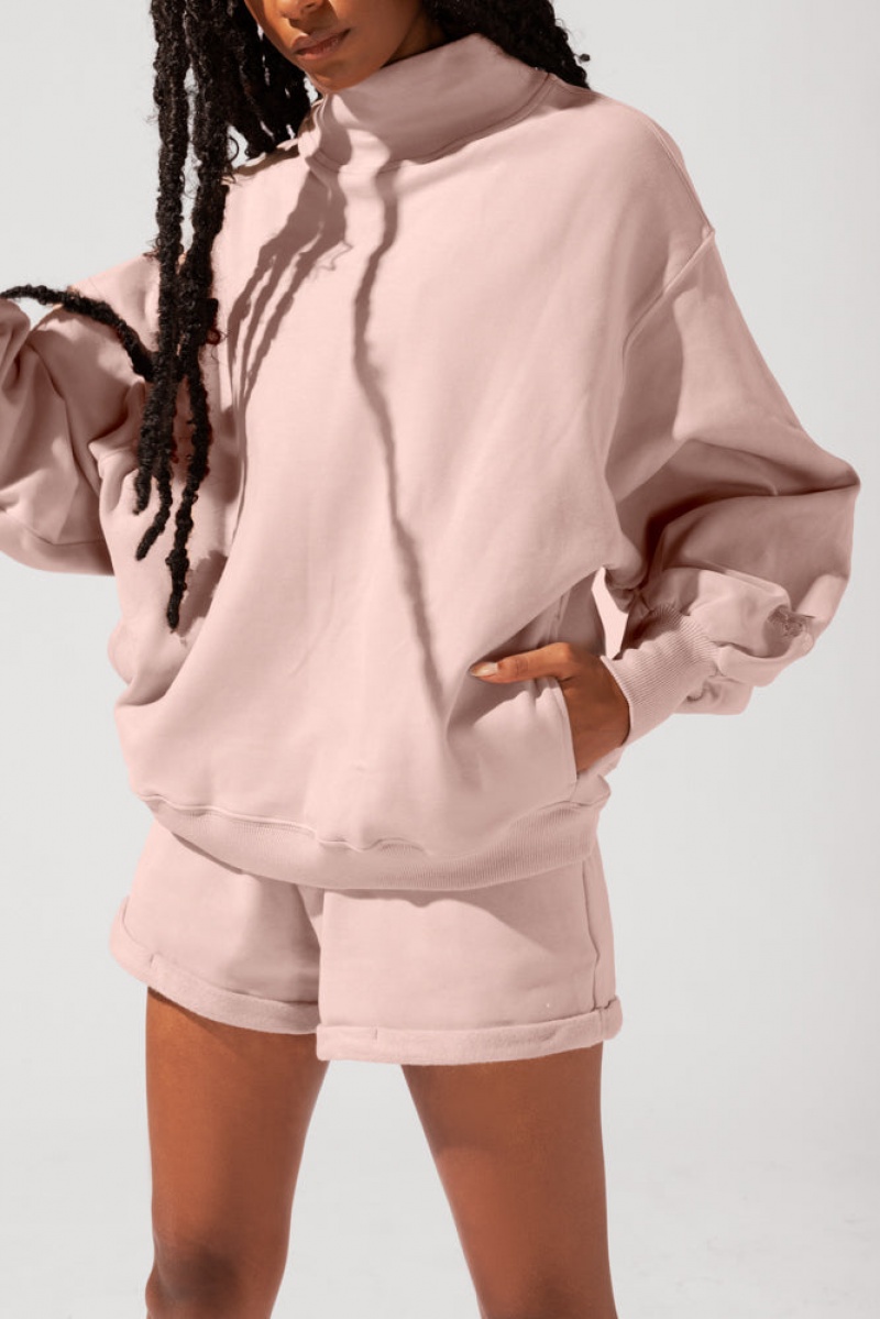 POPFLEX Ooey Gooey Mockneck Sweatshirt with Pockets Ballet Slipper | LGHE46851