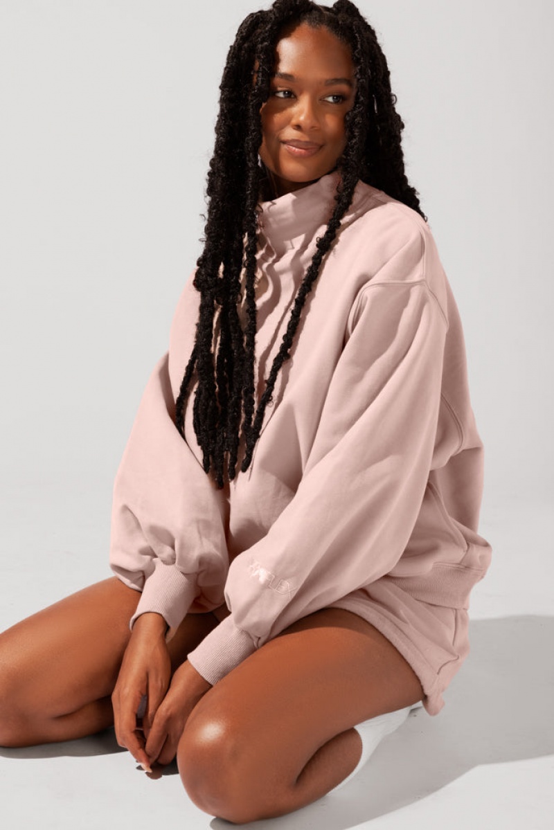 POPFLEX Ooey Gooey Mockneck Sweatshirt with Pockets Ballet Slipper | LGHE46851