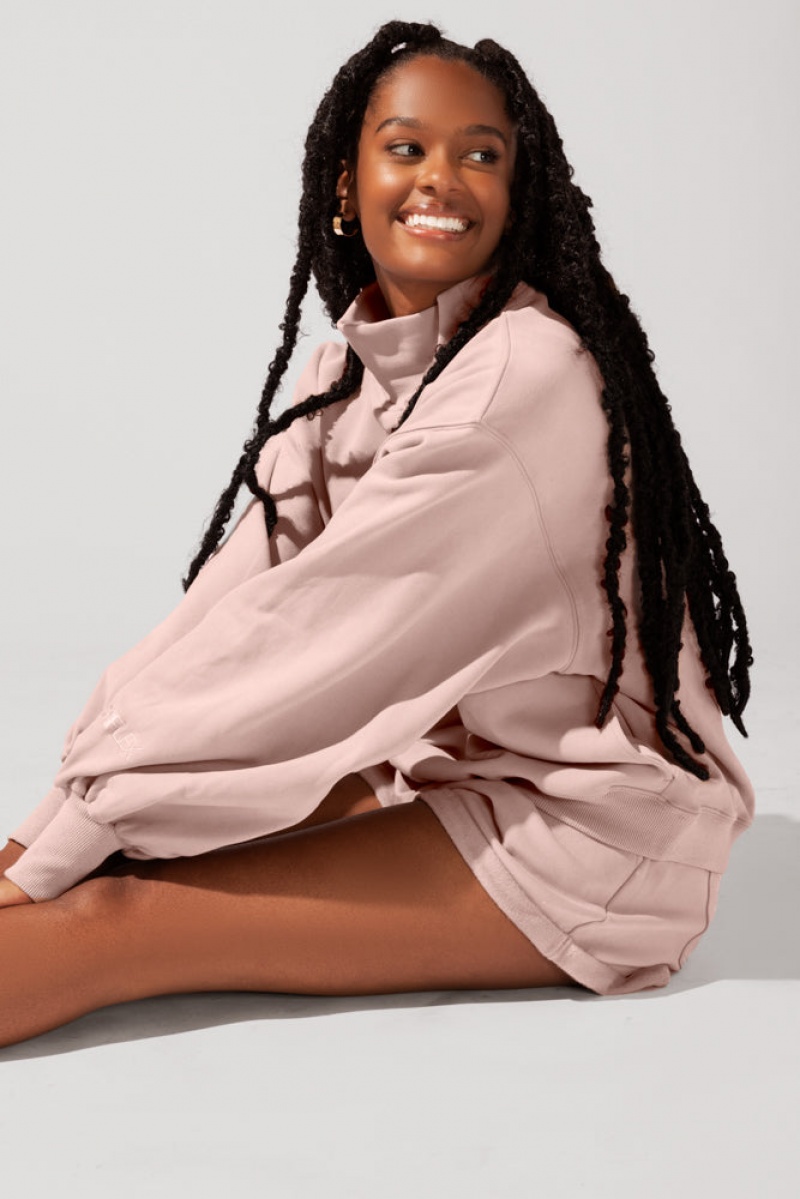 POPFLEX Ooey Gooey Mockneck Sweatshirt with Pockets Ballet Slipper | LGHE46851
