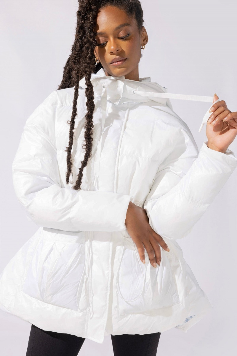 POPFLEX Pearl Peplum Puffer Jacket Bílé | PAQS72690