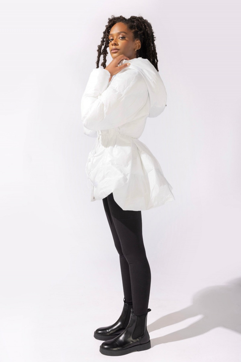 POPFLEX Pearl Peplum Puffer Jacket Bílé | PAQS72690