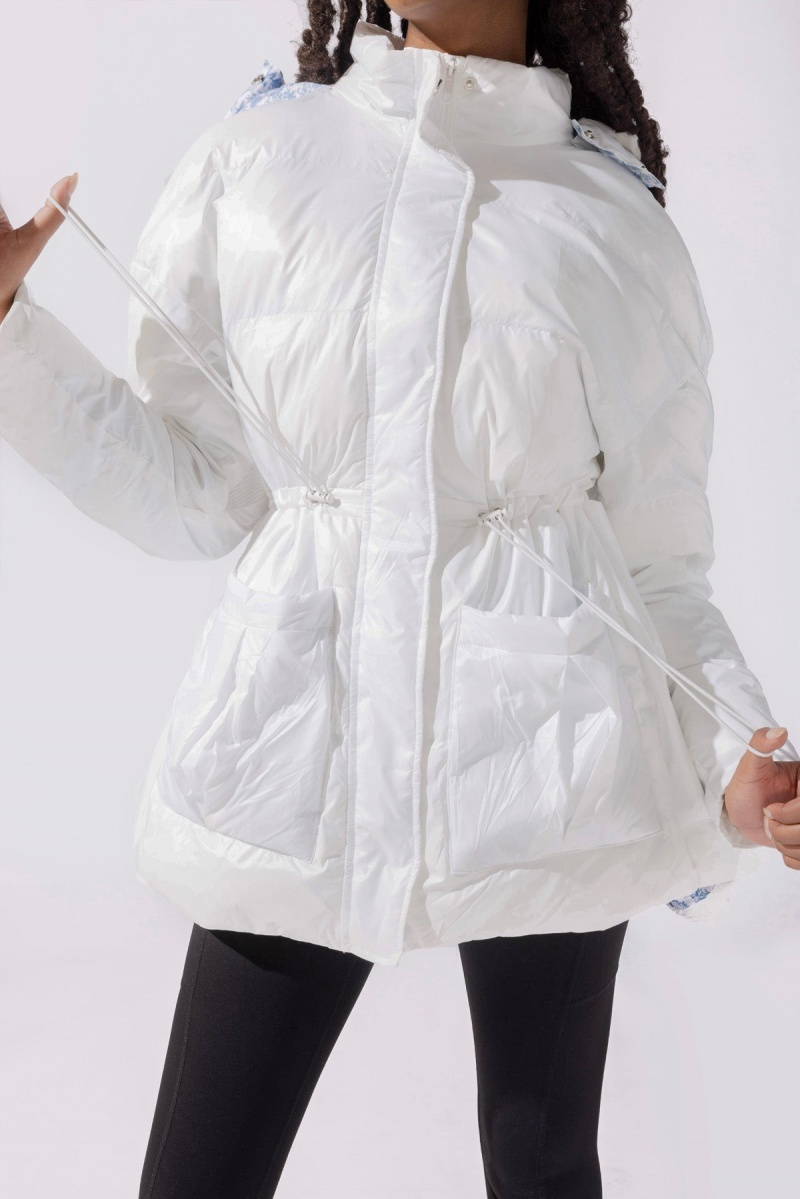 POPFLEX Pearl Peplum Puffer Jacket Bílé | PAQS72690