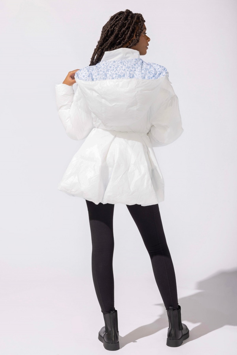 POPFLEX Pearl Peplum Puffer Jacket Bílé | PAQS72690