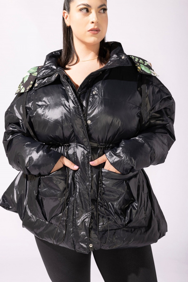 POPFLEX Pearl Peplum Puffer Jacket Černé | UGQT93580