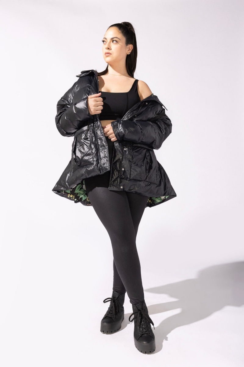 POPFLEX Pearl Peplum Puffer Jacket Černé | UGQT93580