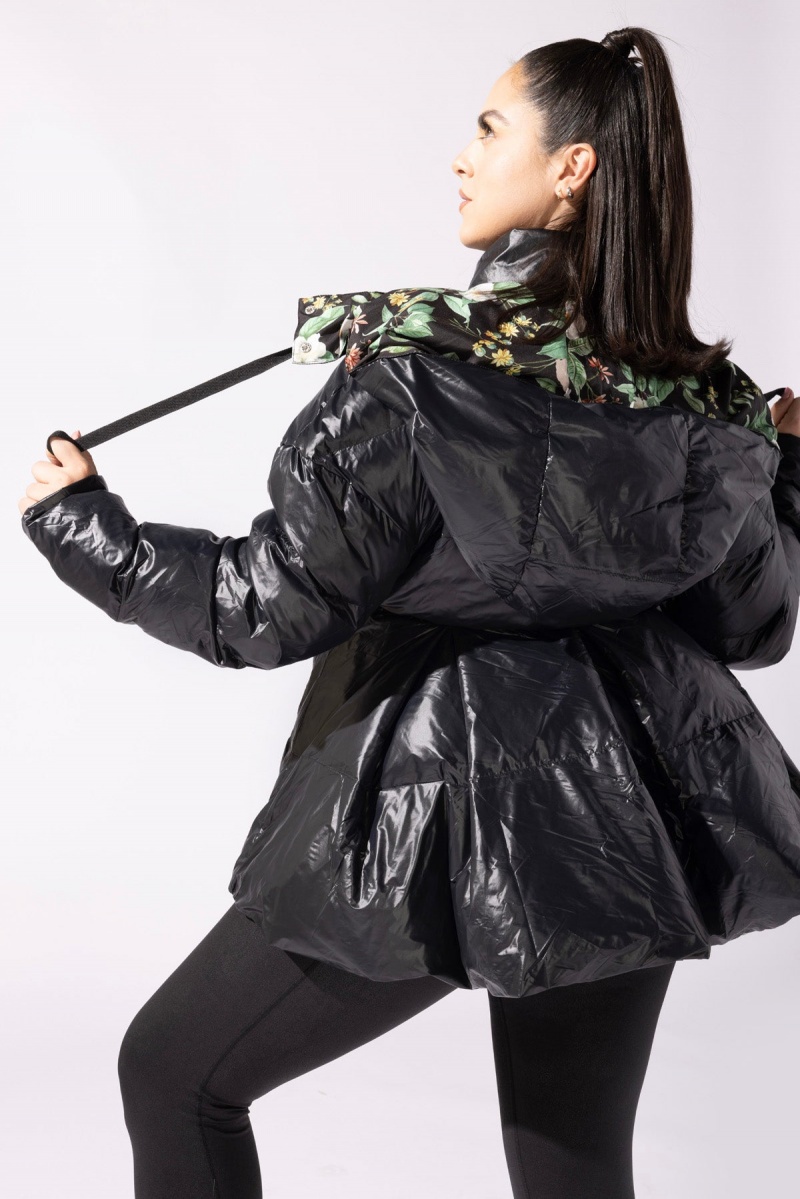 POPFLEX Pearl Peplum Puffer Jacket Černé | UGQT93580