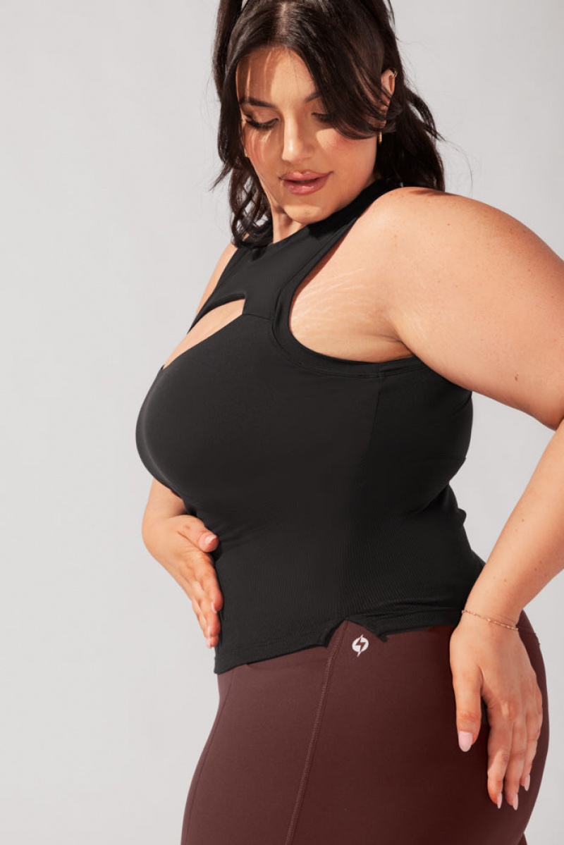 POPFLEX Peekaboo Crew Tank Černé | PQBD72689
