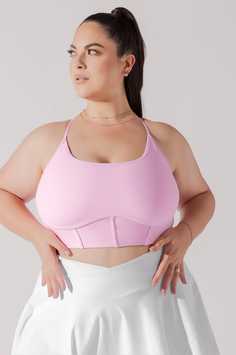 POPFLEX Plié Corset Crop Bralette Bubblegum | BQOM58092
