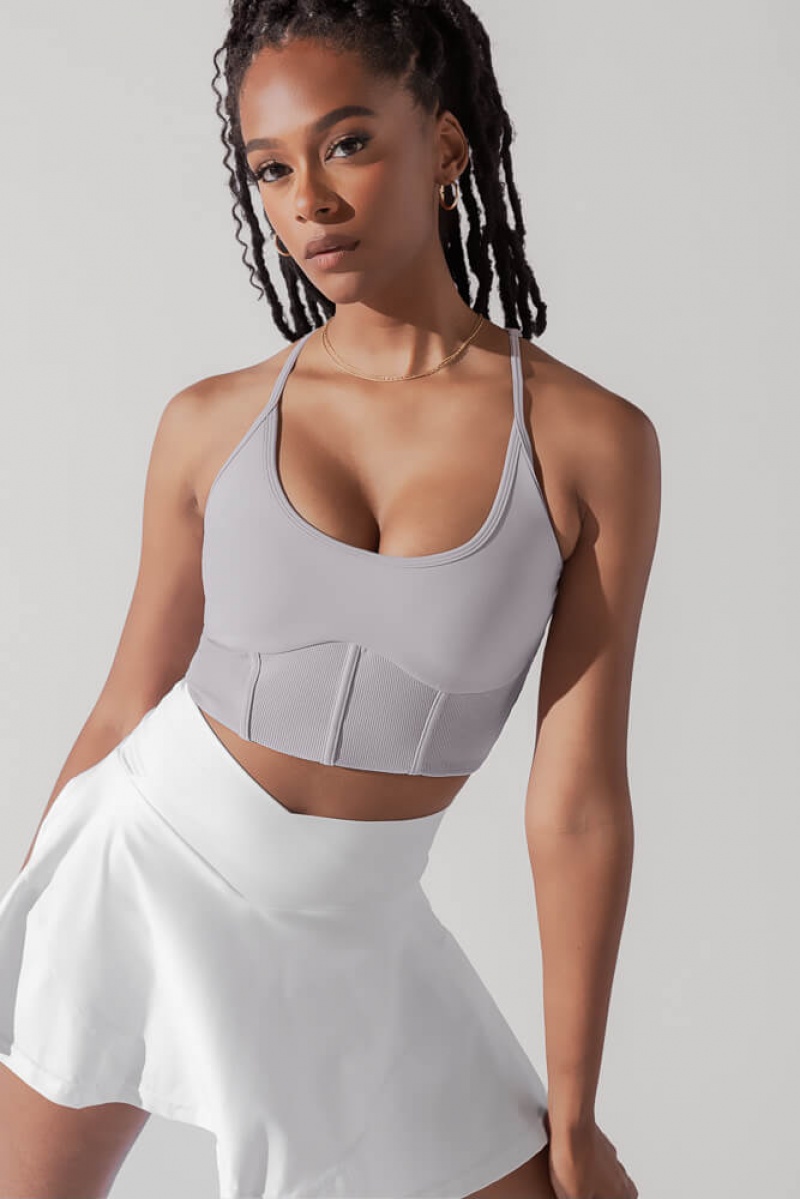 POPFLEX Plié Corset Crop Bralette Levandule Šedé | WRYQ01942