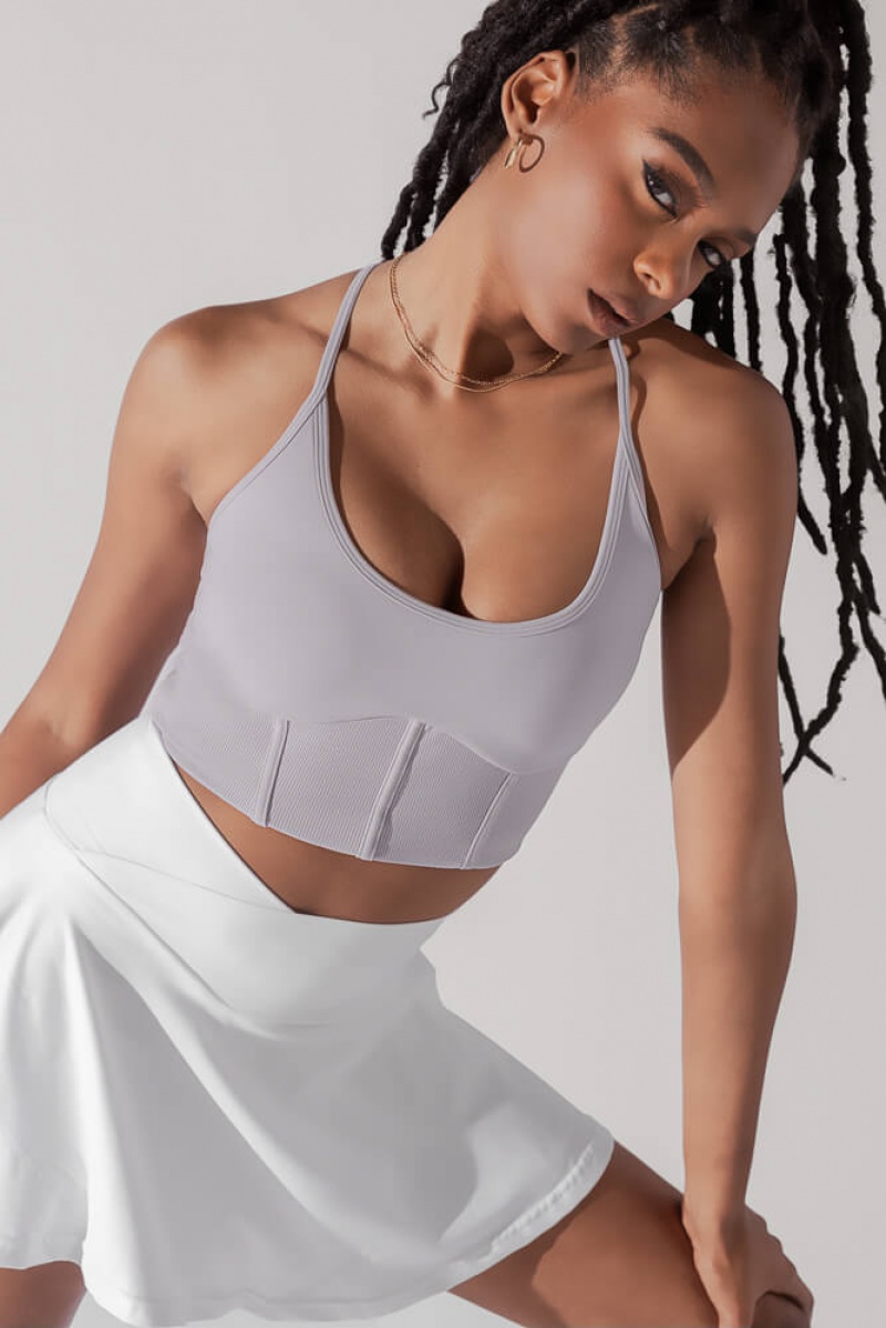 POPFLEX Plié Corset Crop Bralette Levandule Šedé | WRYQ01942