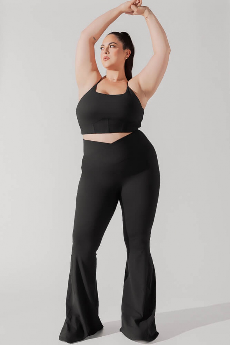 POPFLEX Plié Corset Crop Bralette Černé | NACM46215