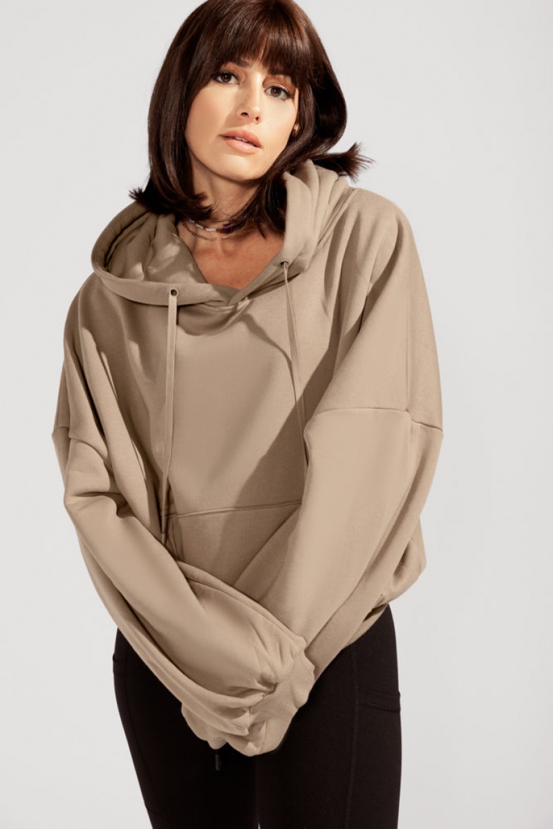 POPFLEX Pullover Cloud Hoodie Milk Tea | MVUS80469