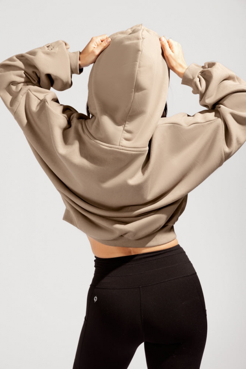 POPFLEX Pullover Cloud Hoodie Milk Tea | MVUS80469