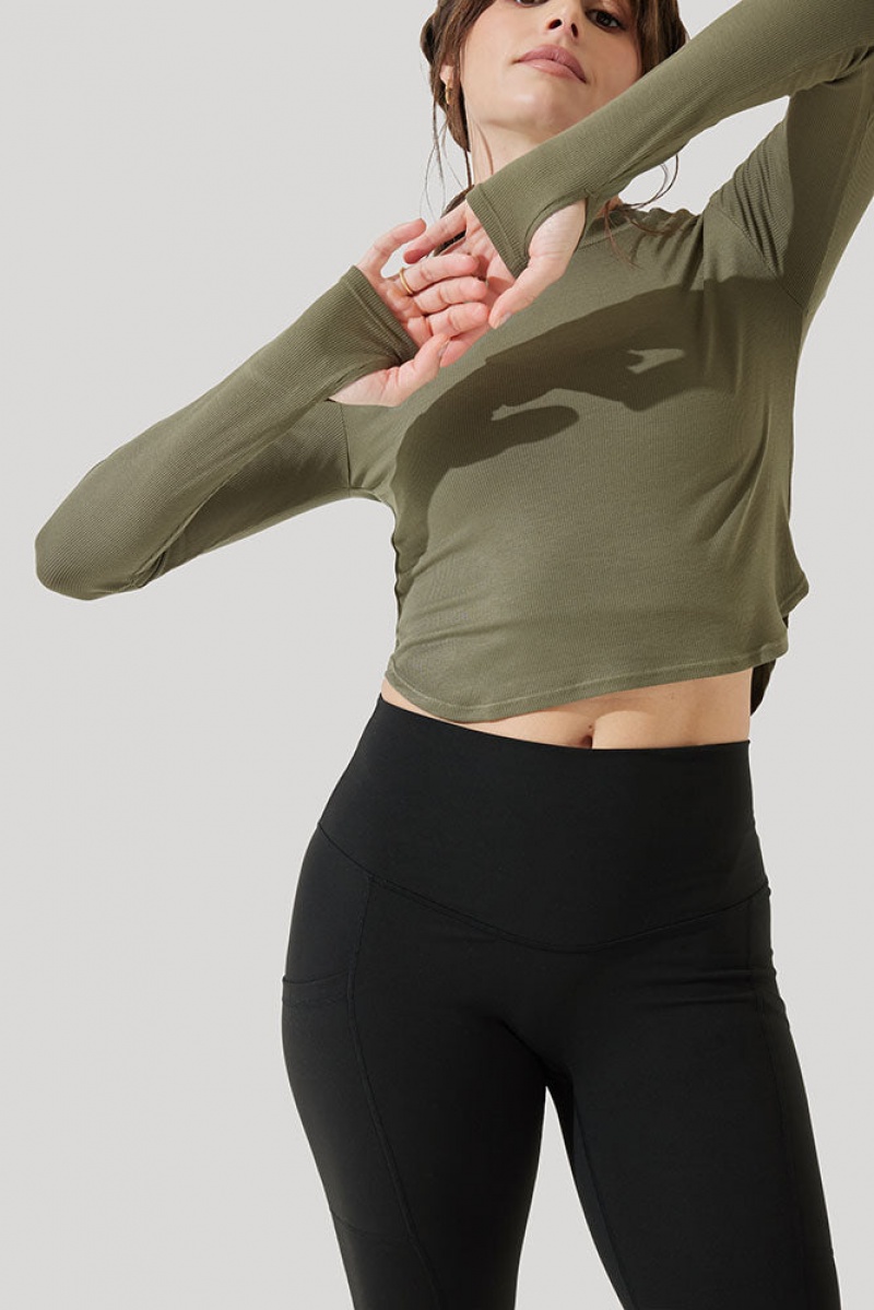 POPFLEX Refine Long Sleeve Top Tmavě Olivy Zelené | ZLMG97108