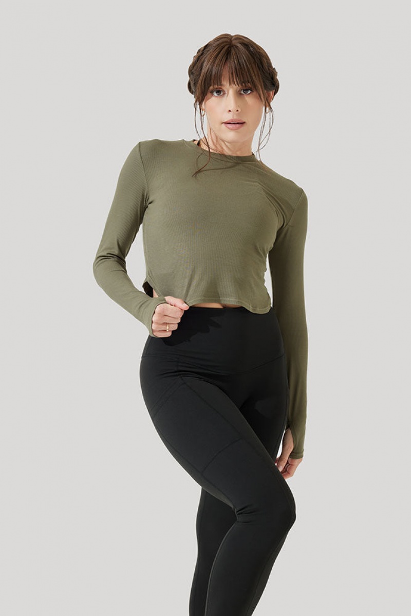 POPFLEX Refine Long Sleeve Top Tmavě Olivy Zelené | ZLMG97108