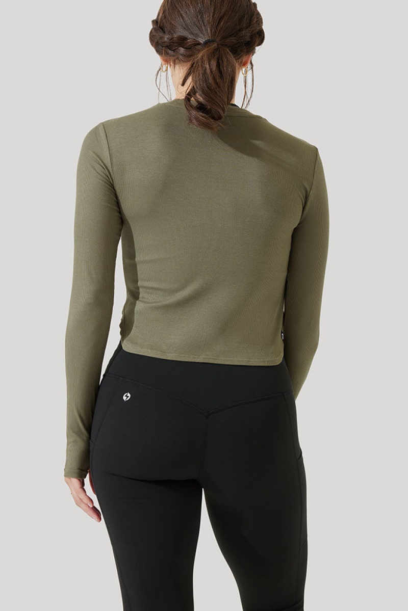 POPFLEX Refine Long Sleeve Top Tmavě Olivy Zelené | ZLMG97108