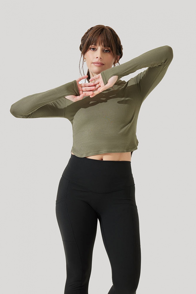 POPFLEX Refine Long Sleeve Top Tmavě Olivy Zelené | ZLMG97108