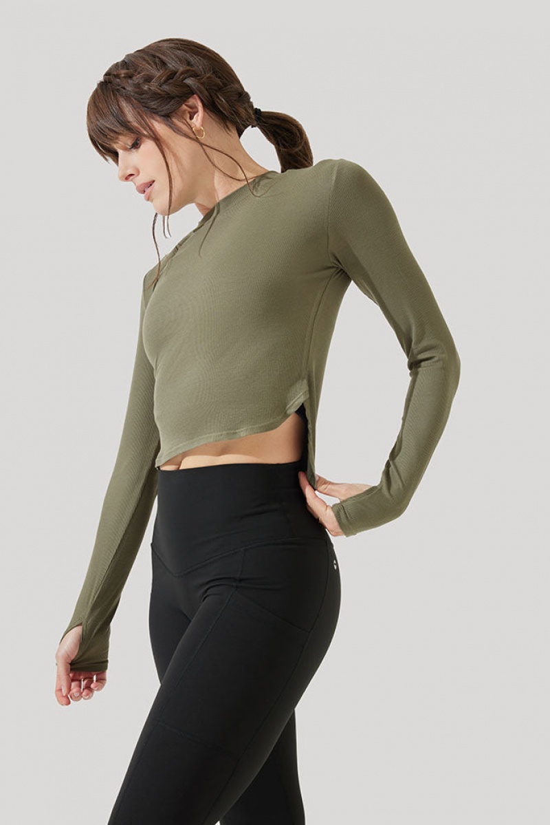 POPFLEX Refine Long Sleeve Top Tmavě Olivy Zelené | ZLMG97108