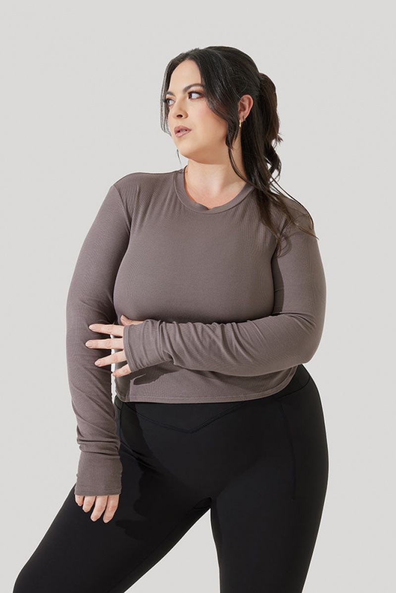POPFLEX Refine Long Sleeve Top Woodland Taupe | LUIY38915