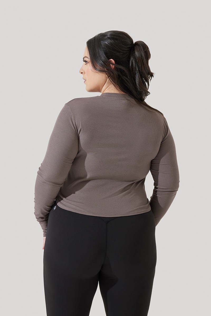 POPFLEX Refine Long Sleeve Top Woodland Taupe | LUIY38915