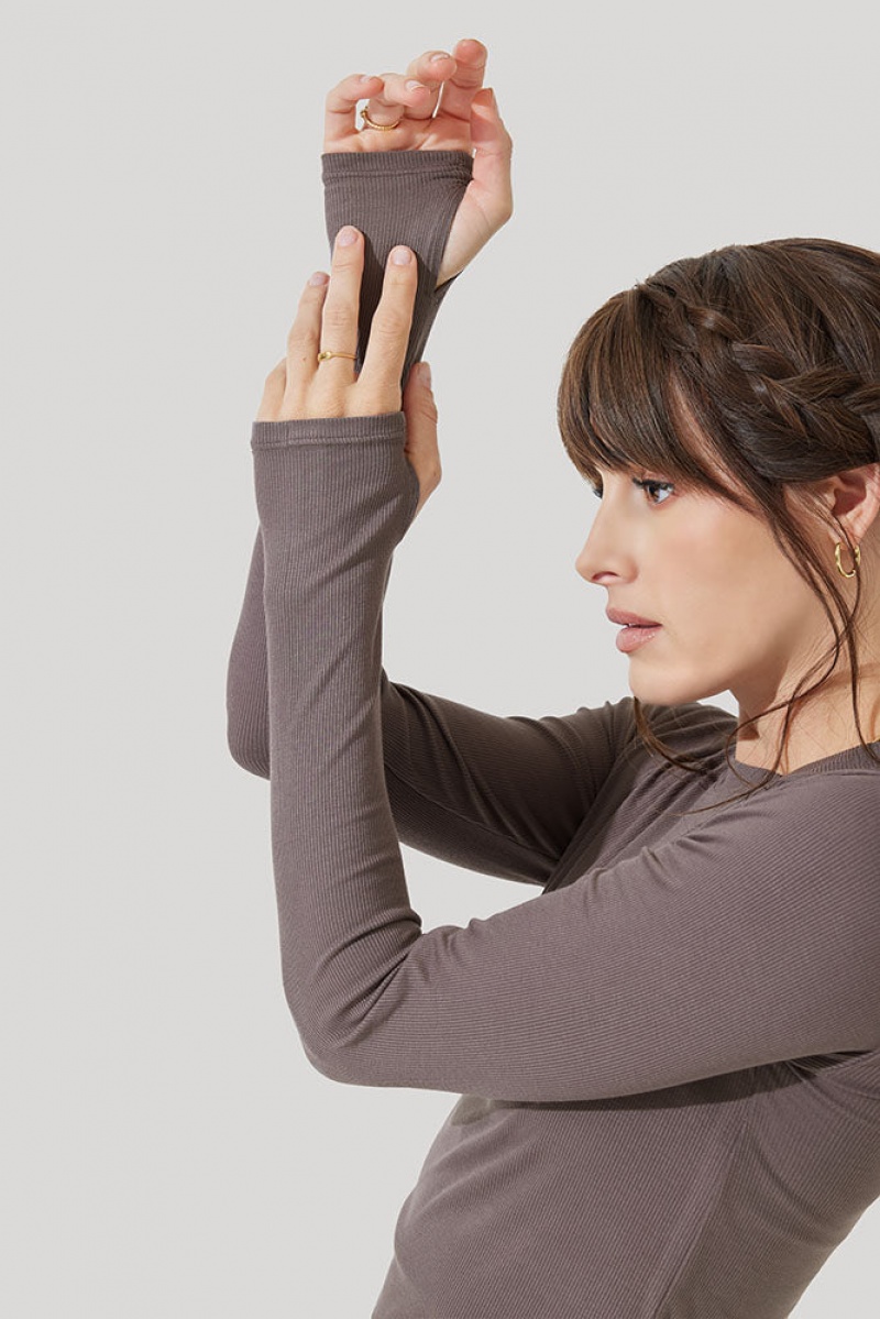 POPFLEX Refine Long Sleeve Top Woodland Taupe | LUIY38915