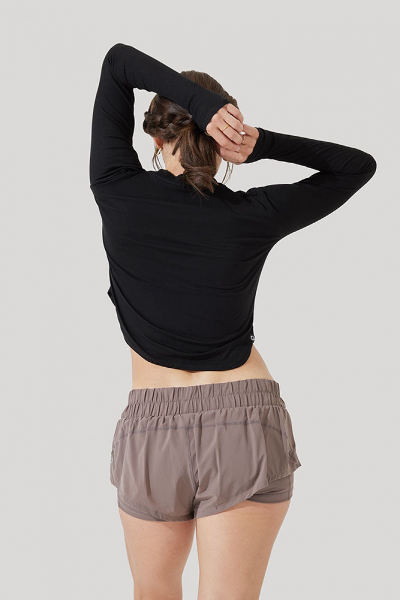 POPFLEX Refine Long Sleeve Top Černé | MJWL71582