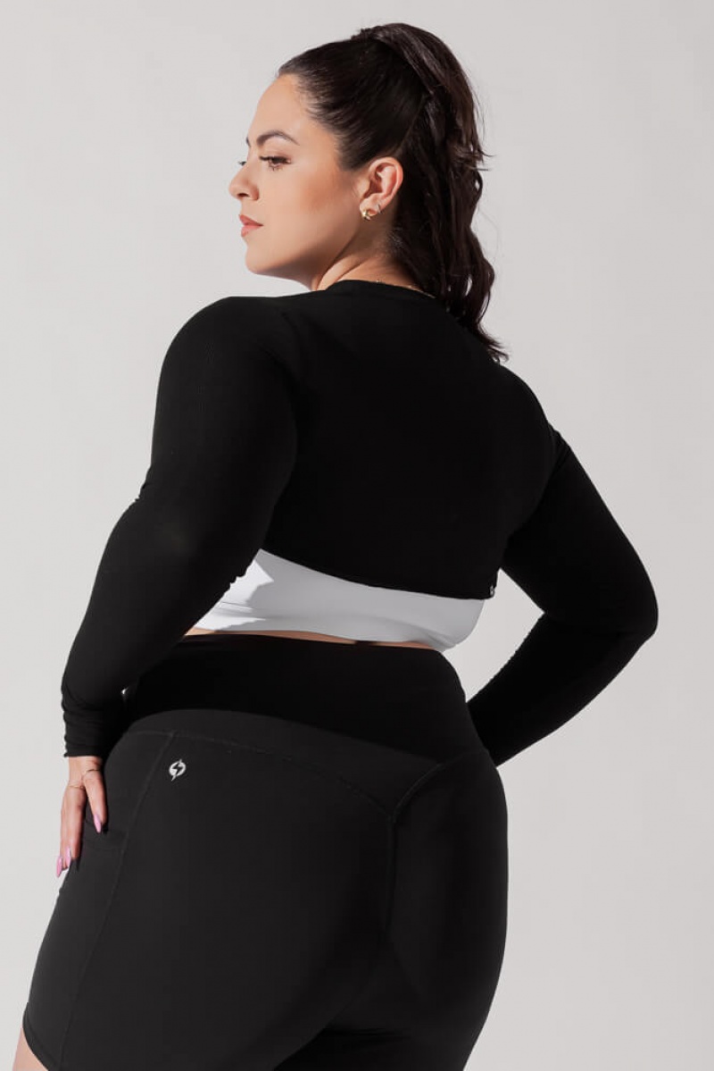 POPFLEX Relevé Žebrovaný Shrug Černé | TYRF61905