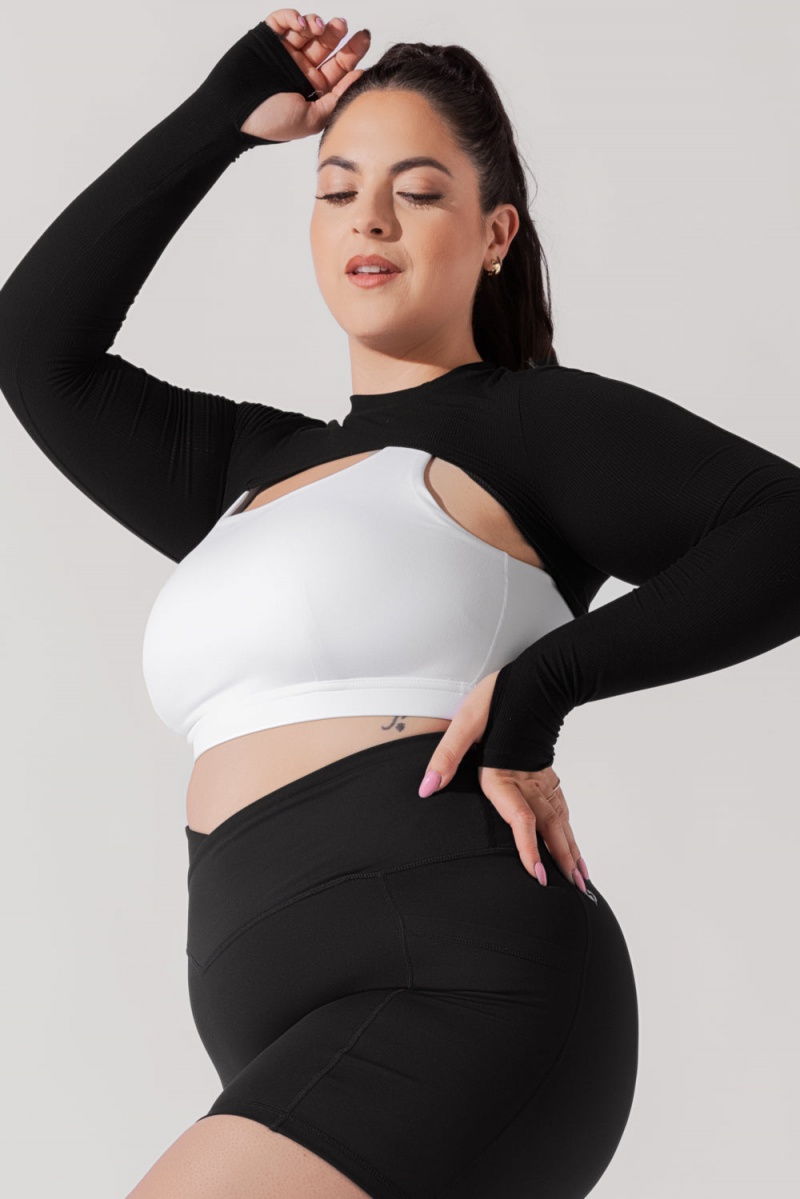 POPFLEX Relevé Žebrovaný Shrug Černé | TYRF61905