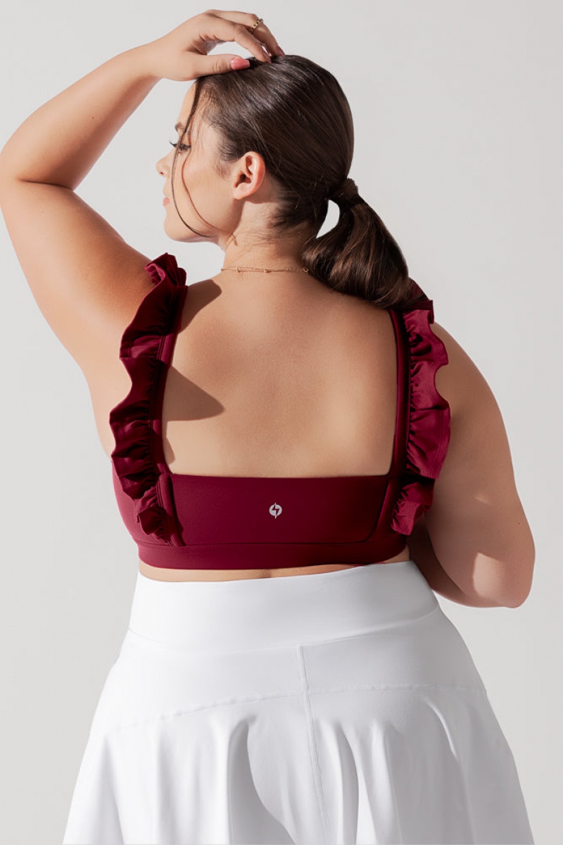 POPFLEX Romance Ruffle Bra Crimson | SPCV61753