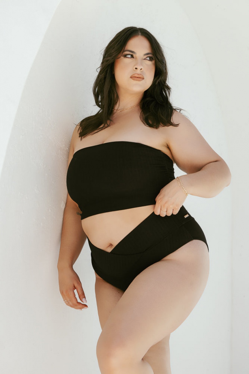 POPFLEX Sandbar Strapless Top Černé | MIPY63185