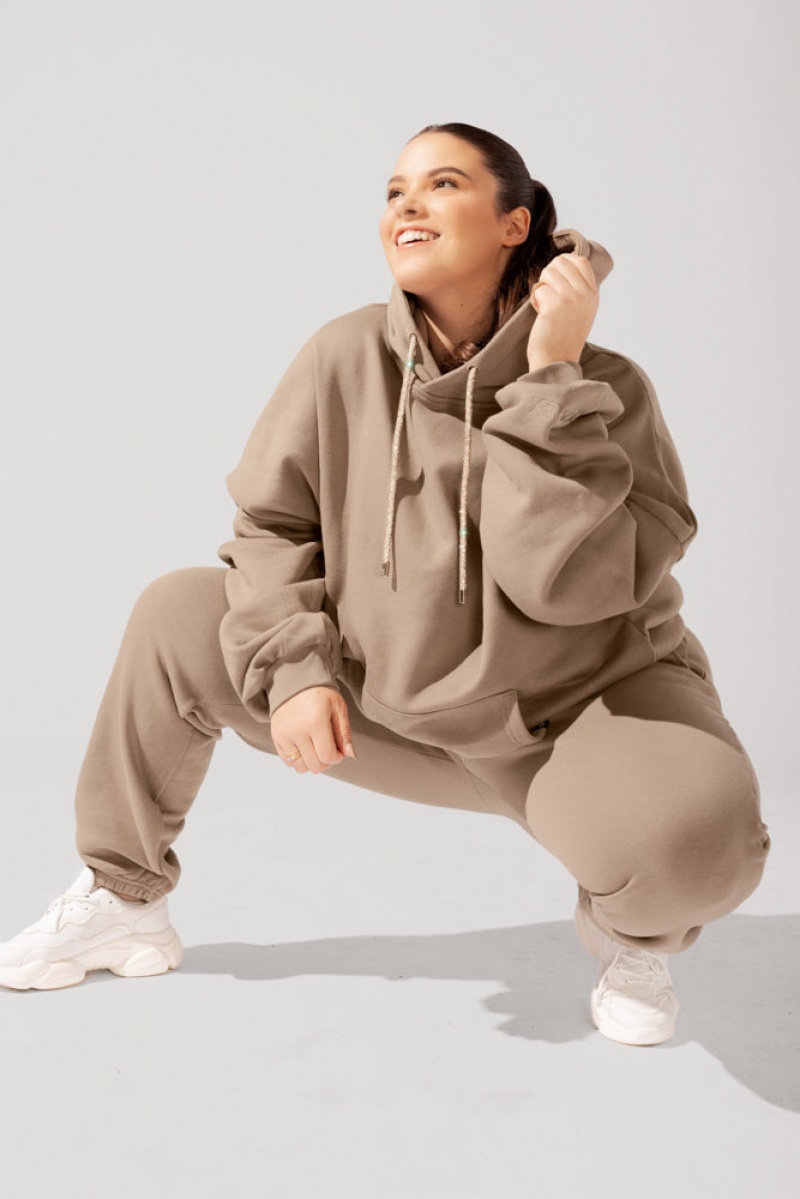POPFLEX Shimmer Pullover Cloud Hoodie Milk Tea | SOFH64309