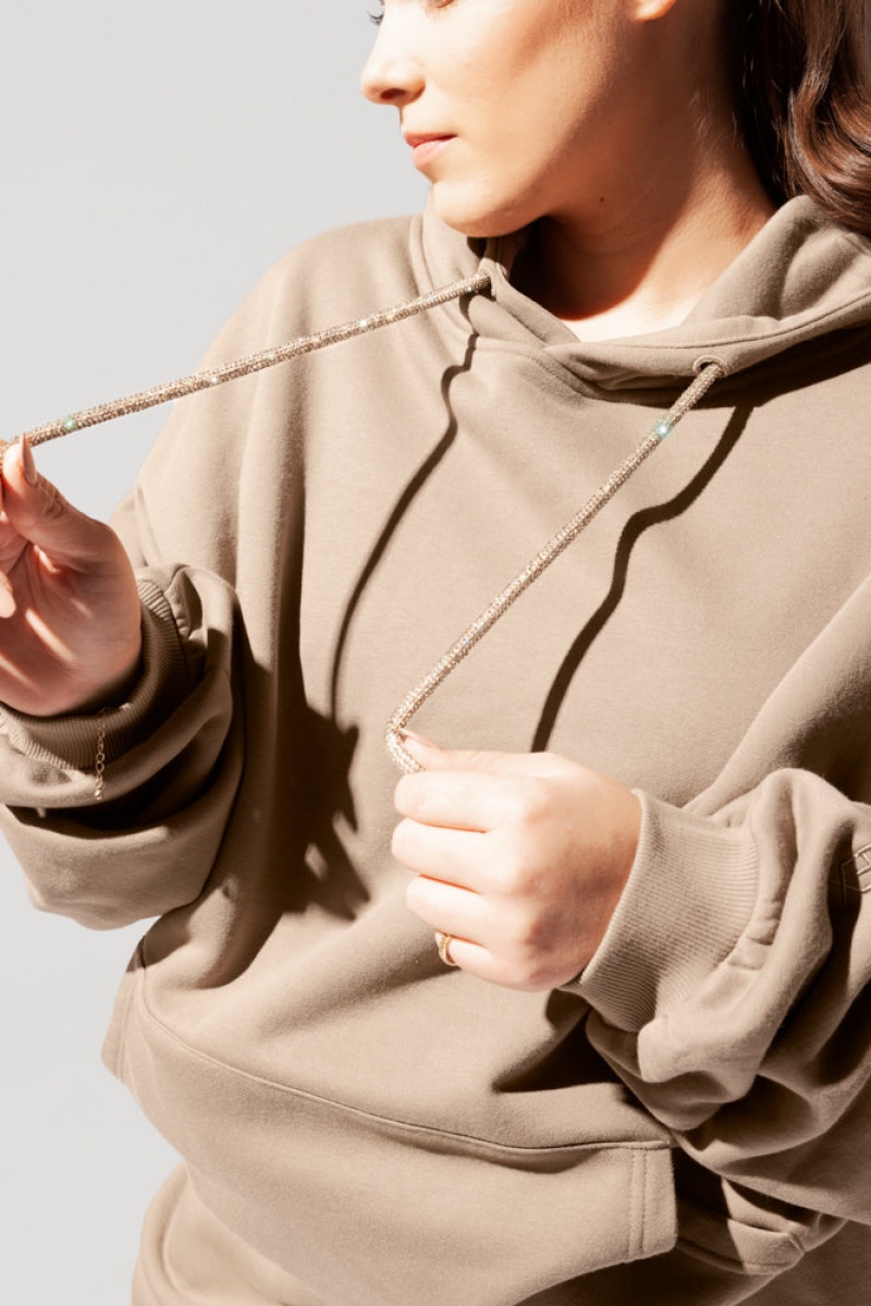 POPFLEX Shimmer Pullover Cloud Hoodie Milk Tea | SOFH64309
