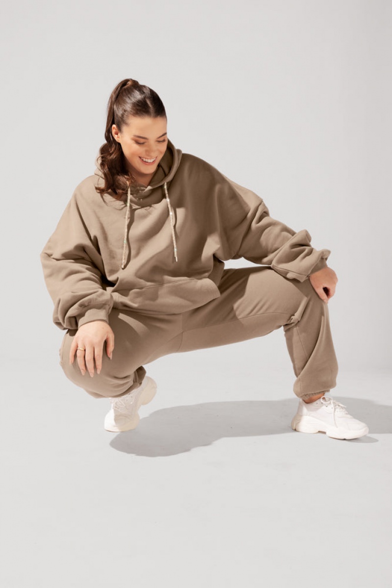 POPFLEX Shimmer Pullover Cloud Hoodie Milk Tea | SOFH64309