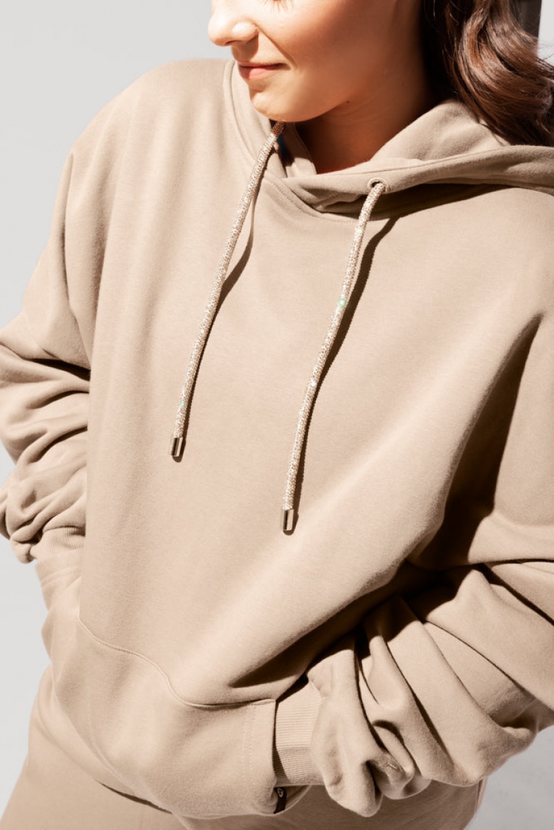 POPFLEX Shimmer Pullover Cloud Hoodie Milk Tea | SOFH64309